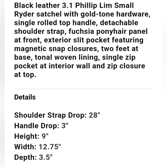 3.1 Phillip Lim Ryder Satchel Small - Picture 3 of 14